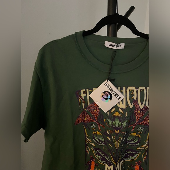 NWT FREE PEOPLE X DAYDREAMER Fleetwood Mac Butterflies Reverse Tee Stormy Green - Picture 10 of 12